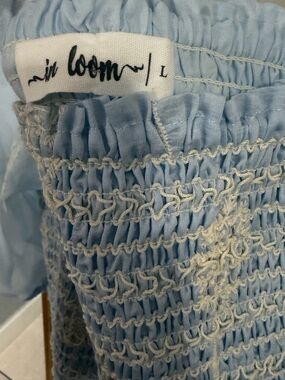 In Bloom Pastel Blue Smocked Midi Skirt